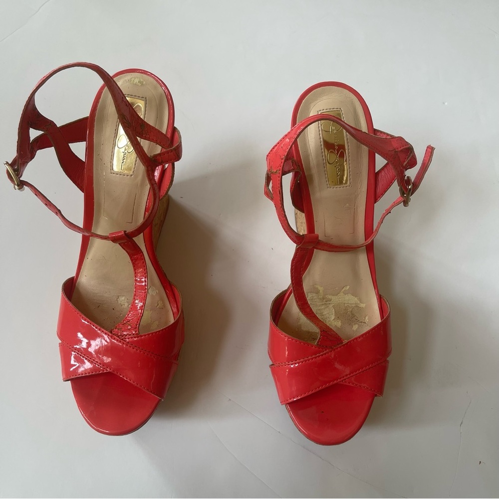 Jessica Simpson Coral  Strappy Cork Wedges